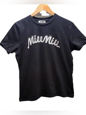Miu Miu Women’s Black Graphic Shirt, Made In Italy, Sz L